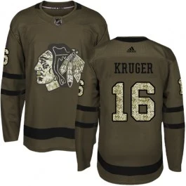 Kid's Marcus Kruger Green Chicago Blackhawks #16 Salute to Service Adidas Premier Jersey