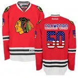 Chicago Blackhawks #50 USA Flag Fashion Corey Crawford Red Jersey Sale Size 48/M|50/L|52/XL|54/XXL|56/XXXL