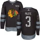 Pierre Pilote Black Chicago Blackhawks #3 1917-2017 100th Anniversary Adidas Premier Jersey