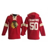 Men's Old Time Hockey Chicago Blackhawks #50 Corey Crawford Red Authentic Pullover Hoodie Jersey Size 48/M|50/L|52/XL|54/XXL|56/XXXL