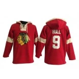 Men's Old Time Hockey Chicago Blackhawks #9 Bobby Hull Red Authentic Pullover Hoodie Jersey Size 48/M|50/L|52/XL|54/XXL|56/XXXL