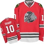 Chicago Blackhawks Patrick Sharp Authentic Red Jersey #10 White Skull Size 48/M|50/L|52/XL|54/XXL|56/XXXL
