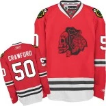 Chicago Blackhawks Corey Crawford Premier Red Jersey #50 Red Skull Size 48/M|50/L|52/XL|54/XXL|56/XXXL