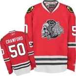 Chicago Blackhawks Corey Crawford Authentic Red Jersey #50 White Skull Size 48/M|50/L|52/XL|54/XXL|56/XXXL