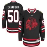 Chicago Blackhawks Corey Crawford Premier Black Jersey #50 Red Skull 2014 Stadium Series Size 48/M|50/L|52/XL|54/XXL|56/XXXL