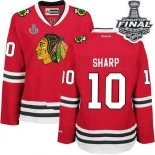Chicago Blackhawks #10 Home Womens Patrick Sharp Premier Red With 2015 Stanley Cup Finals Patch Jersey Sale Size S|M|L|XL|XXL