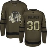 ED Belfour Green Chicago Blackhawks #30 Salute to Service Adidas Authentic Jersey