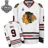 Chicago Blackhawks #9 Away Youth Bobby Hull Premier White With 2015 Stanley Cup Finals Patch Jersey Sale Size S/M|L/XL