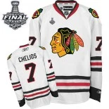 Chicago Blackhawks #7 Away Chris Chelios Authentic White With 2015 Stanley Cup Finals Patch Jersey Sale Size 48/M|50/L|52/XL|54/XXL|56/XXXL