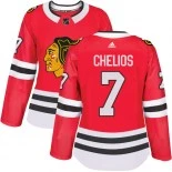 Women's Chris Chelios Chicago Blackhawks #7 Red Home Adidas Authentic Jersey