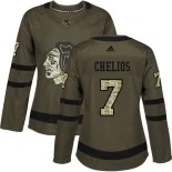 Women's Chris Chelios Green Chicago Blackhawks #7 Salute to Service Adidas Authentic Jersey