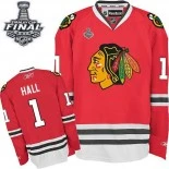 Kids Chicago Blackhawks #1 Glenn Hall Premier Red Home With 2015 Stanley Cup Finals Patch Jersey For Sale Sizes kids S-M-L-XL