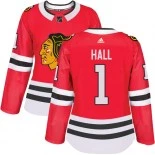 Women's Glenn Hall Chicago Blackhawks #1 Red Home Adidas Premier Jersey