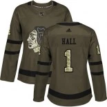 Women's Glenn Hall Green Chicago Blackhawks #1 Salute to Service Adidas Premier Jersey