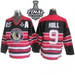 Chicago Blackhawks CCM #9 Throwback 75TH Bobby Hull Premier Red Black With 2015 Stanley Cup Finals Patch Jersey Sale Size 48/M|50/L|52/XL|54/XXL|56/XXXL