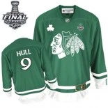 Chicago Blackhawks #9 St Patty's Day Bobby Hull Authentic Green With 2015 Stanley Cup Finals Patch Jersey Sale Size 48/M|50/L|52/XL|54/XXL|56/XXXL