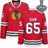Chicago Blackhawks #65 Home Womens Andrew Shaw Authentic Red With 2015 Stanley Cup Finals Patch Jersey Sale Size S|M|L|XL|XXL