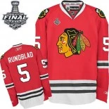 Kids Chicago Blackhawks #5 David Rundblad Authentic Red Home With 2015 Stanley Cup Finals Patch Jersey For Sale Sizes kids S-M-L-XL
