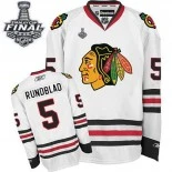Kids Chicago Blackhawks #5 David Rundblad Premier Away White With 2015 Stanley Cup Finals Patch Jersey For Sale Sizes kids S-M-L-XL