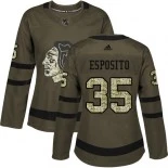 Women's Tony Esposito Green Chicago Blackhawks #35 Salute to Service Adidas Premier Jersey