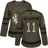 Women's Andrew Desjardins Green Chicago Blackhawks #11 Salute to Service Adidas Authentic Jersey