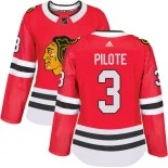 Women's Pierre Pilote Chicago Blackhawks #3 Red Home Adidas Authentic Jersey