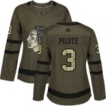 Women's Pierre Pilote Green Chicago Blackhawks #3 Salute to Service Adidas Premier Jersey