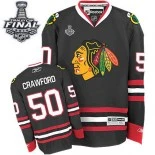 Chicago Blackhawks #50 Youth Corey Crawford Premier Black With 2015 Stanley Cup Finals Patch Jersey Sale Size S/M|L/XL
