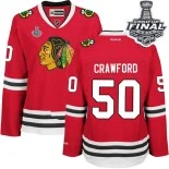 Chicago Blackhawks #50 Home Womens Corey Crawford Authentic Red With 2015 Stanley Cup Finals Patch Jersey Sale Size S|M|L|XL|XXL