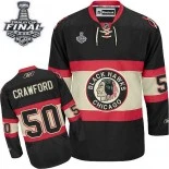 Chicago Blackhawks #50 New Third Womens Corey Crawford Authentic Black With 2015 Stanley Cup Finals Patch Jersey Sale Size S|M|L|XL|XXL