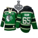 Chicago Blackhawks Old Time Hockey #65 St. Patrick's Day McNary Lace Hoodie Andrew Shaw Authentic Green With 2015 Stanley Cup Finals Patch Jersey Sale Size 48/M|50/L|52/XL|54/XXL|56/XXXL