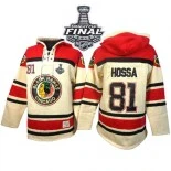 Chicago Blackhawks Old Time Hockey #81 Sawyer Hooded Sweatshirt Marian Hossa Premier White With 2015 Stanley Cup Finals Patch Jersey Sale Size 48/M|50/L|52/XL|54/XXL|56/XXXL