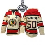 Chicago Blackhawks Old Time Hockey #50 Sawyer Hooded Sweatshirt Corey Crawford Premier White With 2015 Stanley Cup Finals Patch Jersey Sale Size 48/M|50/L|52/XL|54/XXL|56/XXXL