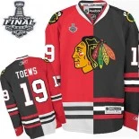 Chicago Blackhawks #19 Split Fashion Jonathan Toews Authentic Red Black With 2015 Stanley Cup Finals Patch Jersey Sale Size 48/M|50/L|52/XL|54/XXL|56/XXXL