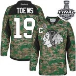 Chicago Blackhawks #19 Veterans Day Practice Youth Jonathan Toews Authentic Camo With 2015 Stanley Cup Finals Patch Jersey Sale Size S/M|L/XL