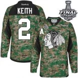 Chicago Blackhawks #2 Veterans Day Practice Youth Duncan Keith Authentic Camo With 2015 Stanley Cup Finals Patch Jersey Sale Size S/M|L/XL