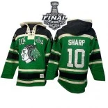 Chicago Blackhawks Old Time Hockey #10 Sawyer Hooded Sweatshirt Patrick Sharp Authentic Green With 2015 Stanley Cup Finals Patch Jersey Sale Size 48/M|50/L|52/XL|54/XXL|56/XXXL