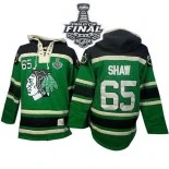 Chicago Blackhawks Old Time Hockey #65 Sawyer Hooded Sweatshirt Andrew Shaw Authentic Green With 2015 Stanley Cup Finals Patch Jersey Sale Size 48/M|50/L|52/XL|54/XXL|56/XXXL