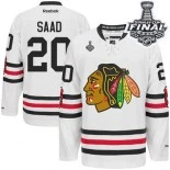 Chicago Blackhawks #20 2015 Winter Classic Youth Brandon Saad Premier White With 2015 Stanley Cup Finals Patch Jersey Sale Size S/M|L/XL