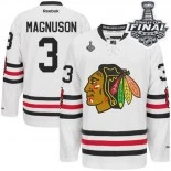 Kids Chicago Blackhawks #3 Keith Magnuson Authentic White Winter Classic With 2015 Stanley Cup Finals Patch Jersey For Sale Sizes kids S-M-L-XL