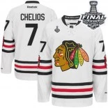 Kids Chicago Blackhawks #7 Chris Chelios Premier White Winter Classic With 2015 Stanley Cup Finals Patch Jersey For Sale Sizes kids S-M-L-XL