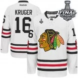 Kids Chicago Blackhawks #16 Marcus Kruger Premier White Winter Classic With 2015 Stanley Cup Finals Patch Jersey For Sale Sizes kids S-M-L-XL