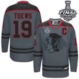 Chicago Blackhawks #19 Cross Check Fashion Jonathan Toews Premier Charcoal With 2015 Stanley Cup Finals Patch Jersey Sale Size 48/M|50/L|52/XL|54/XXL|56/XXXL