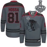 Chicago Blackhawks #81 Cross Check Fashion Marian Hossa Premier Charcoal With 2015 Stanley Cup Finals Patch Jersey Sale Size 48/M|50/L|52/XL|54/XXL|56/XXXL
