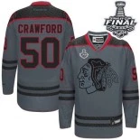 Chicago Blackhawks #50 Cross Check Fashion Corey Crawford Premier Charcoal With 2015 Stanley Cup Finals Patch Jersey Sale Size 48/M|50/L|52/XL|54/XXL|56/XXXL