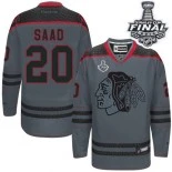Chicago Blackhawks #20 Cross Check Fashion Brandon Saad Premier Charcoal With 2015 Stanley Cup Finals Patch Jersey Sale Size 48/M|50/L|52/XL|54/XXL|56/XXXL