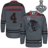 Chicago Blackhawks #4 Cross Check Fashion Niklas Hjalmarsson Authentic Charcoal With 2015 Stanley Cup Finals Patch Jersey Sale Size 48/M|50/L|52/XL|54/XXL|56/XXXL