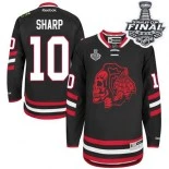 Chicago Blackhawks #10 Red Skull 2014 Stadium Series Patrick Sharp Authentic Black With 2015 Stanley Cup Finals Patch Jersey Sale Size 48/M|50/L|52/XL|54/XXL|56/XXXL