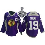 Chicago Blackhawks #19 Practice Jonathan Toews Premier Purple With 2015 Stanley Cup Finals Patch Jersey Sale Size 48/M|50/L|52/XL|54/XXL|56/XXXL