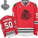 Chicago Blackhawks #50 Red Skull Corey Crawford Premier Red With 2015 Stanley Cup Finals Patch Jersey Sale Size 48/M|50/L|52/XL|54/XXL|56/XXXL